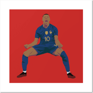 Kylian Mbappe scream celebration minimalist illustration Posters and Art